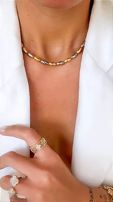 COLAR ELIPSE - FOLHEADO PRATA 925 E OURO 18K