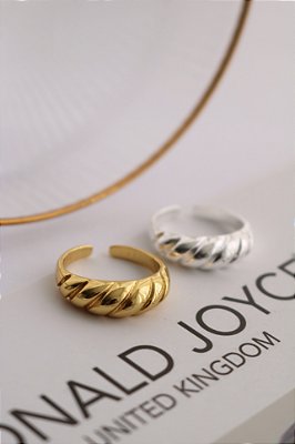 Anel Regulável Croissant Dourado