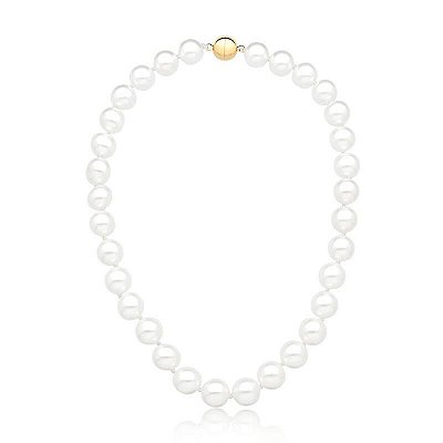 COLAR COM PÉROLAS SHELL BANHADA A OURO