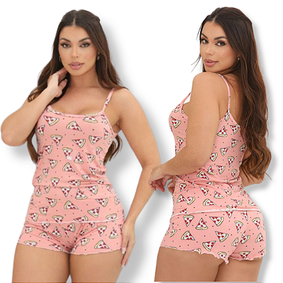 Pijama Baby Doll Suede - Estampa Sortida