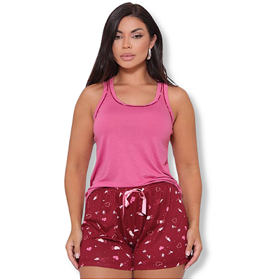 Pijama Regata e Shorts Suede