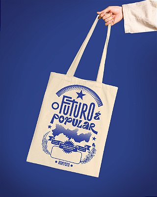 ECOBAG 100% ALGODÃO COM ALÇA TRAMADA REFORÇADA - O FUTUTO É POPULAR - MANIFESTA