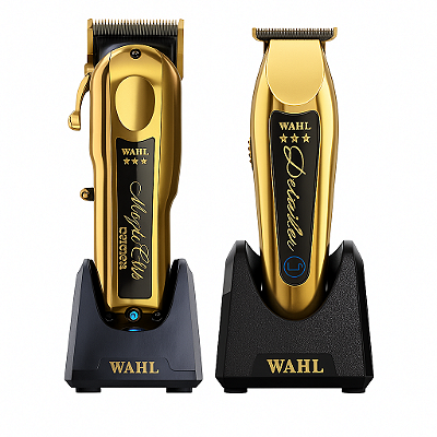 Combo Wahl Gold Cordless: Detailer e Magic Clip com Base Carregadora