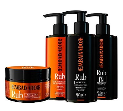 Kit Rub Embaixador Shampoo, Condicionador, Leave In e Máscara