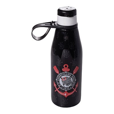 Garrafa Abre Fácil com Tampa e Alça do Corinthians 530ml Plasutil Ref.16203 - Produto Oficial Licenciado