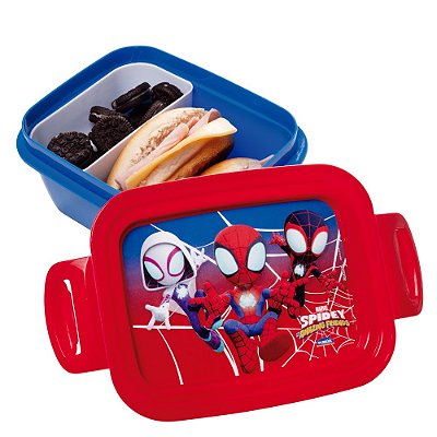 Marmita com Trava e Compartimento Interno Spidey Homem Aranha 630ml Plasutil Ref.16036