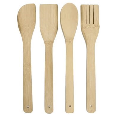 Kit Utensílios de Bambu com 4 Peças MEK Ref.U2.0426002.05057