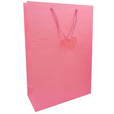 Sacola de Presente Rosa Médio 30x42x12cm Tokyo Design Multiart Ref.SAC0083