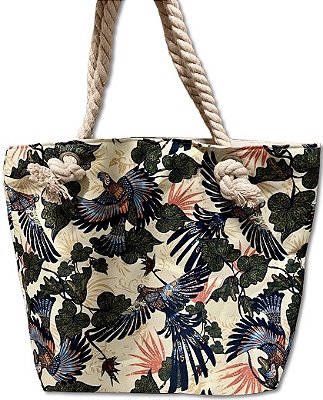 Bolsa de Praia Estampa Pássaros 45x34cm Becky Multiart Ref.BPR0004