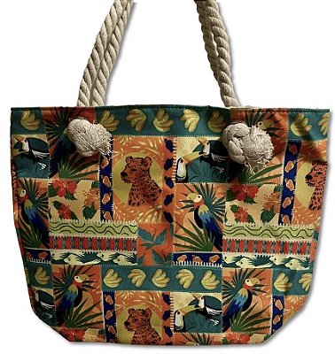 Bolsa de Praia Estampa Tropical 45x34cm Becky Multiart Ref.BPR0004
