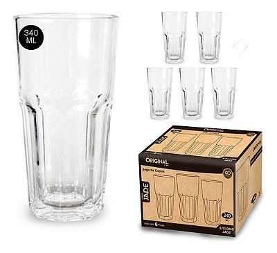 Jogo de Copos Jade 6 Peças 340ml Original Line Ref.SL0865