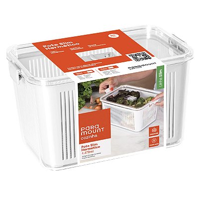 Pote Slim Hermético Multiuso com Cesto Branco 4.470ml Paramount Ref.1773