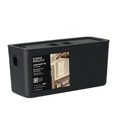Organizador com Tampa 26x10x12cm Fly 2,6 Litros Preto Paramount Ref.4555