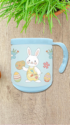 Copo Contos de Páscoa Decorado Azul Multiart Ref.CPE0001