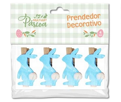 Prendedor de Páscoa Decorativo Azul com 4 Peças Multiart Ref.MDN0029