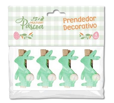 Prendedor de Páscoa Decorativo Verde com 4 Peças Multiart Ref.MDN0029