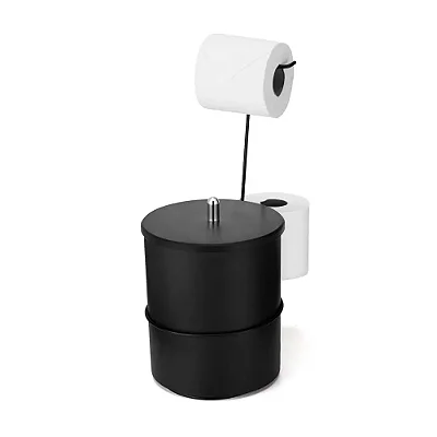 Suporte de Chão para Papel Higiênico e Lixeira Linha Black Arthi Ref.2454