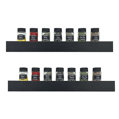 Kit 2 Prateleiras Porta Temperos 50 x 10cm Preto