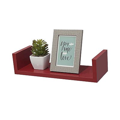 Prateleira U 40 x 10cm Vermelho Suporte Invisivel