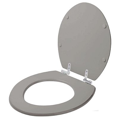 Assento Sanitário Poliester Soft Close Convencional Cinza Perola para vaso Celite