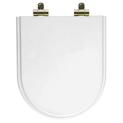 Assento Sanitário Poliéster Soft Close Level Branco para Vaso Deca com Ferragem Dourada