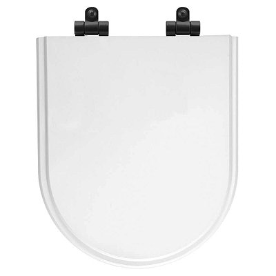 Assento Sanitário Poliéster Soft Close Level Branco para Vaso Deca com Ferragem Preta