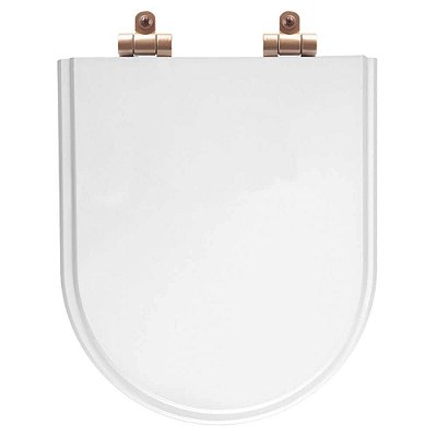 Assento Sanitário Poliéster Soft Close Level Branco para Vaso Deca com Ferragem Rose Gold