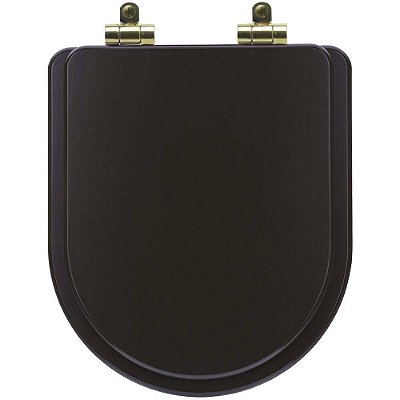 Assento Sanitário Poliéster Soft Close Level Marrom Fosco para Vaso Deca com Ferragem Dourada