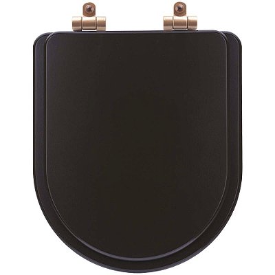 Assento Sanitário Poliéster Soft Close Level Marrom Fosco para Vaso Deca com Ferragem Rose Gold