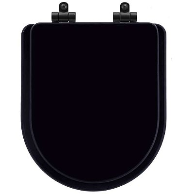 Assento Sanitário Poliéster Soft Close Level Preto para Vaso Deca com Ferragem Preta