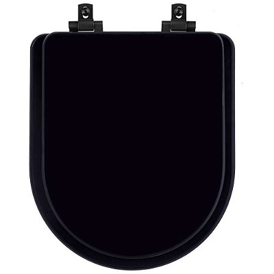 Assento Sanitário MDF Soft Close Level Preto para Vaso Deca com Ferragem Preta