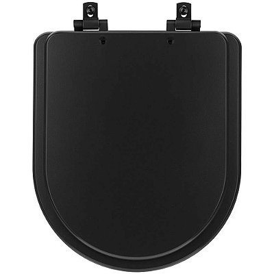 Assento Sanitário MDF Soft Close Level Preto Fosco para Vaso Deca com Ferragem Preta