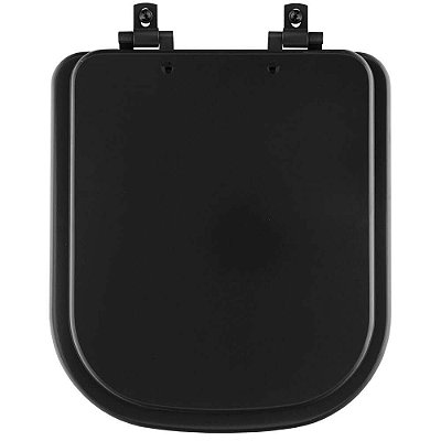 Assento Sanitário MDF Soft Close Quadra Preto Fosco para Vaso Deca com Ferragem Preta