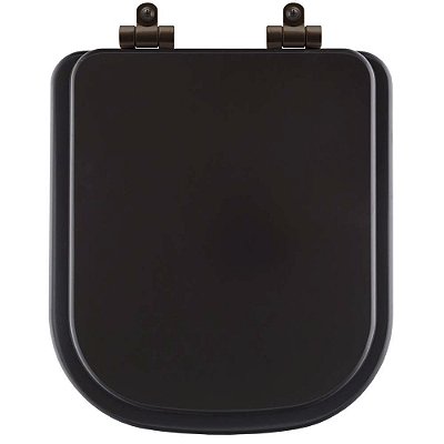 Assento Sanitário Poliéster Soft Close Quadra Marrom Fosco para Vaso Deca com Ferragem Marrom