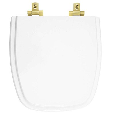 Assento Sanitário Laqueado Soft Close City Branco para vaso Celite com Ferragem Dourada