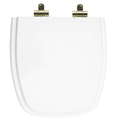 Assento Sanitário Poliéster Soft Close City Branco para vaso Celite com Ferragem Dourada