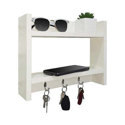 Porta Chave de Parede Suporte para Chaveiro Decorativo Branco