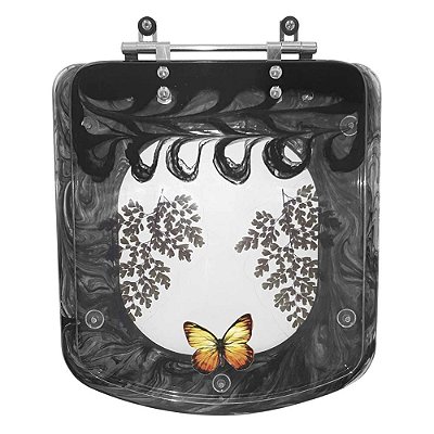 Assento Sanitário Decorada Lirio Preto Para Louças Fiori