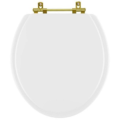 Assento Sanitário Poliester Spot Branco com Ferragem Dourada para vaso Deca