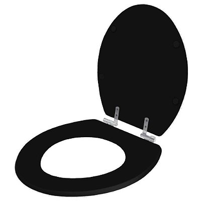 Assento Sanitario Poliester com Amortecedor Lirio Preto para Vaso Celite