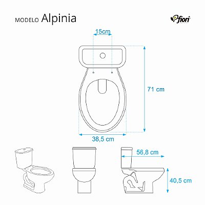 Assento Sanitário Poliester Alpinia Preto para vaso Fiori