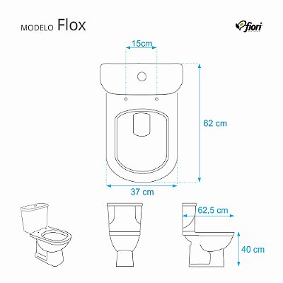 Assento Sanitário Poliester Flox Preto para vaso Fiori