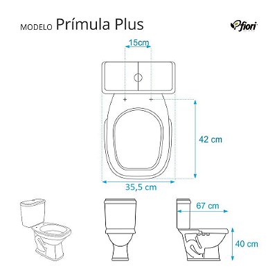 Assento Sanitário Poliester Primula Plus Azul para vaso Fiori