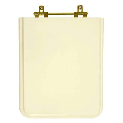 Assento Sanitario Poliester Square Bone (Bege) Ferragem Dourada para Vaso Incepa