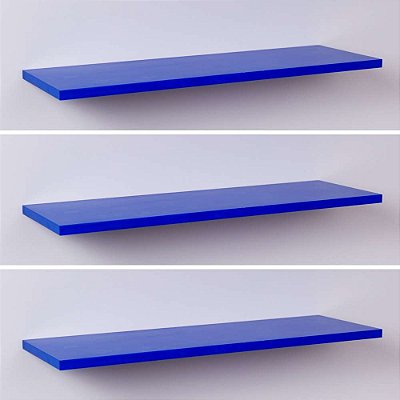 Kit com 3 Prateleiras 60 x 20cm Suporte Invisivel - Cor Azul