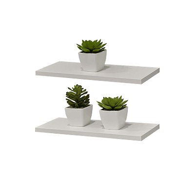 Kit 2 Prateleiras 40 x 15cm Branca Suporte Invisível