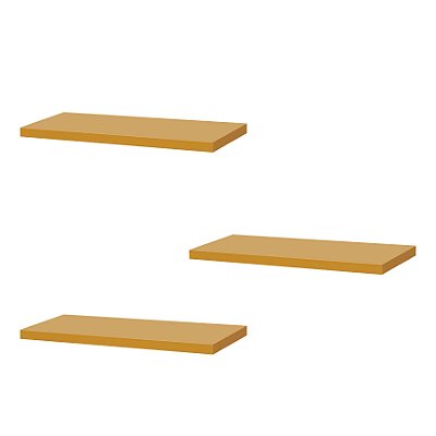 Kit 3 Prateleiras 50 x 10cm Amarela Suporte Invisível