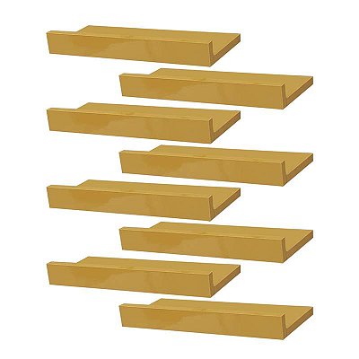 Kit 8 Prateleiras Porta Quadros 50 x 15cm Amarela Suporte Invisível