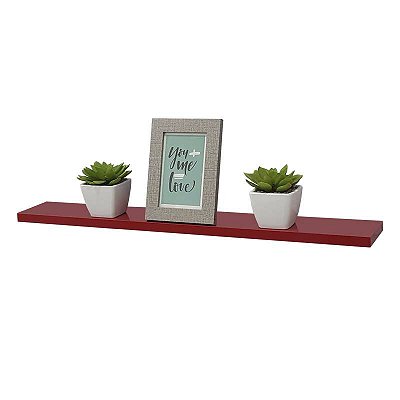 Prateleira 50 x 15cm Vermelha Suporte Invisível