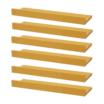 Kit 6 Prateleiras Porta Quadros 60 x 15cm Amarela Suporte Invisível